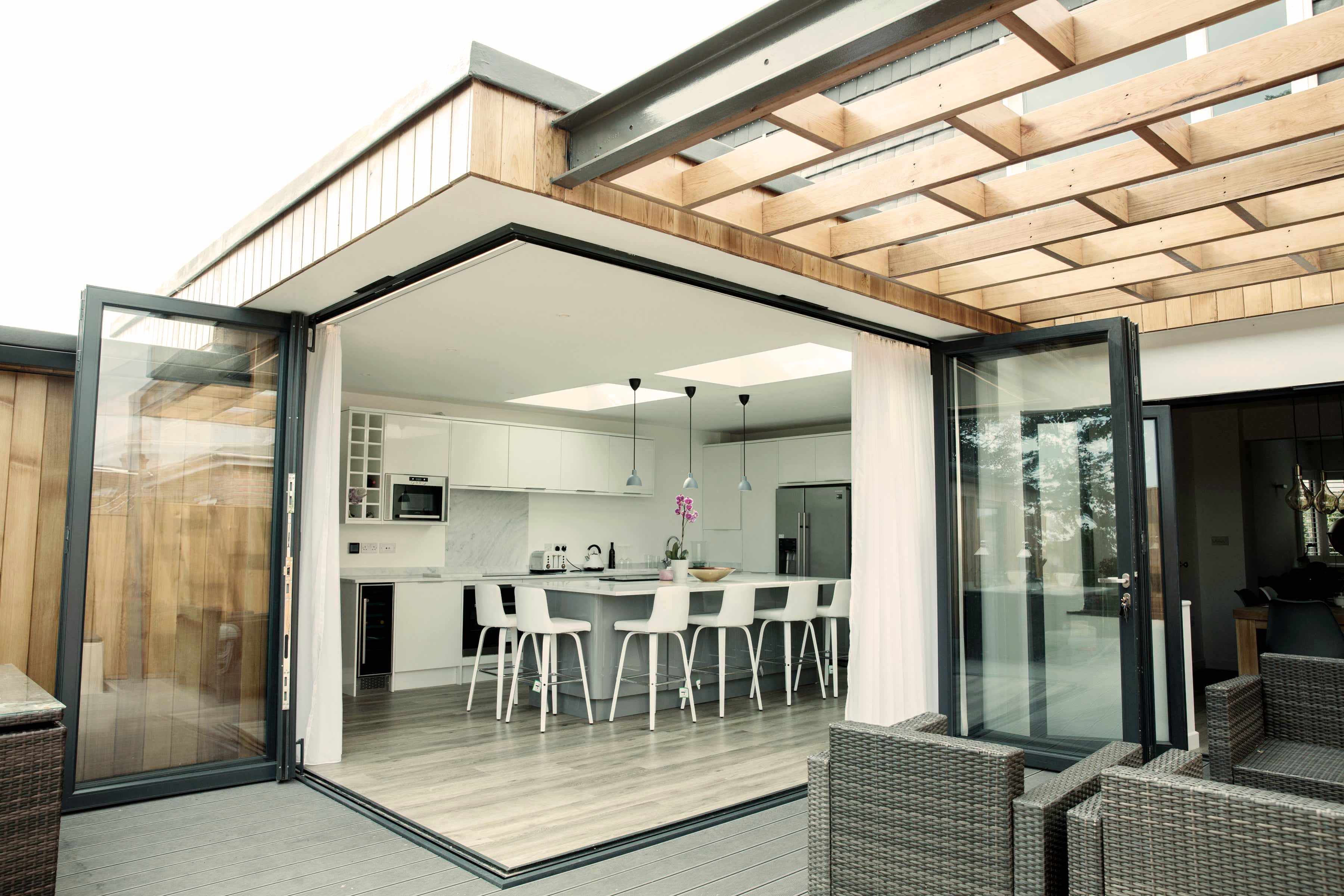 Kitchen through bifold doors